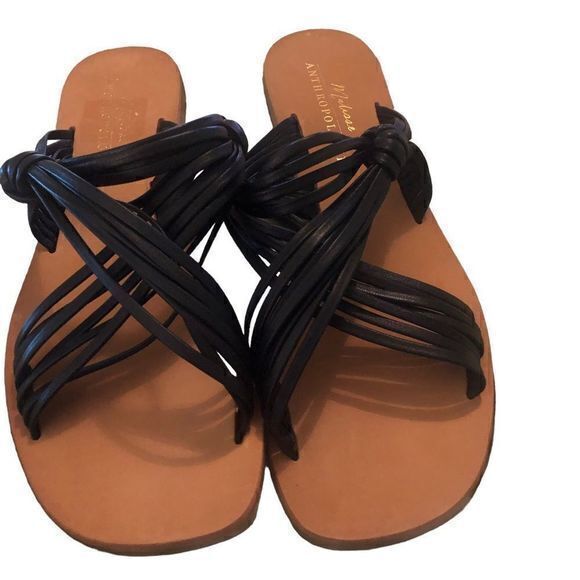 Anthropologie Shoes - NEW Anthropologie Matisse Black Leather Strapy Sandals Size 10